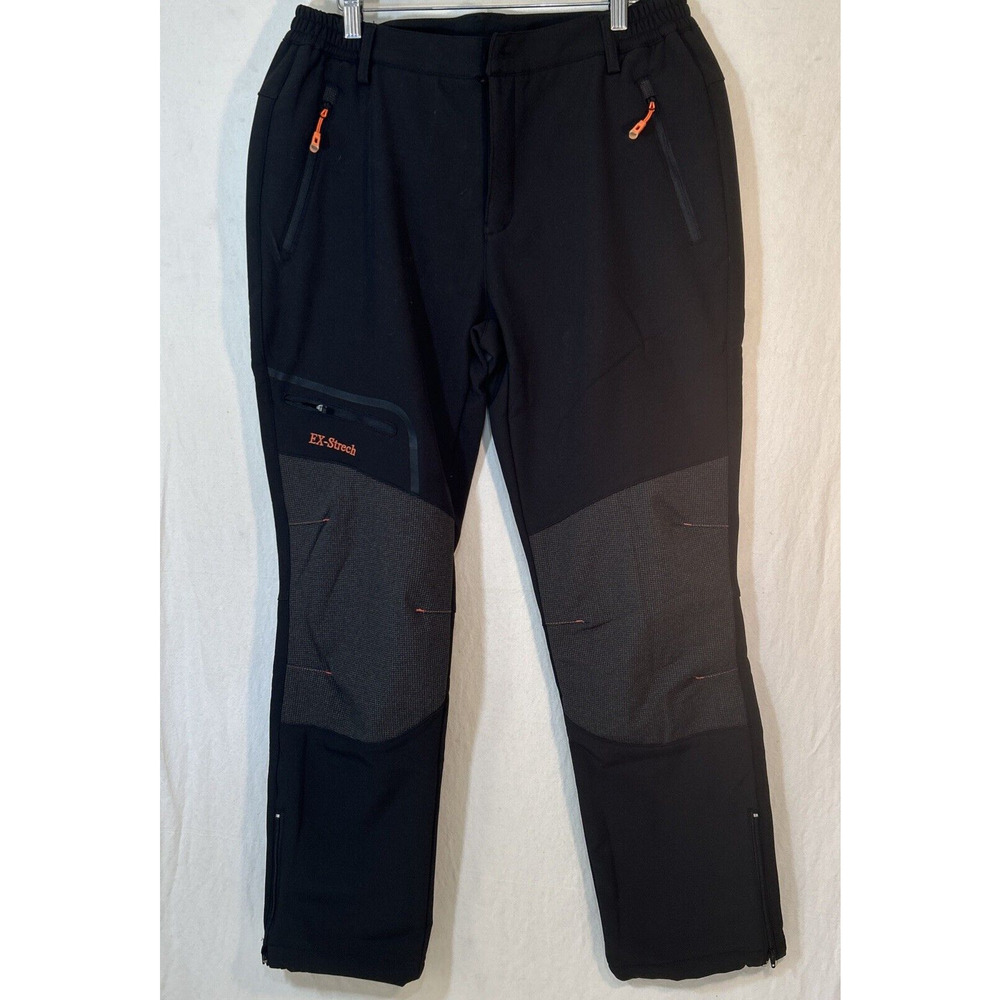 Postropaky Womens Outdoor Snow Ski Pants Zipper Bottom Leg 8 Short Black